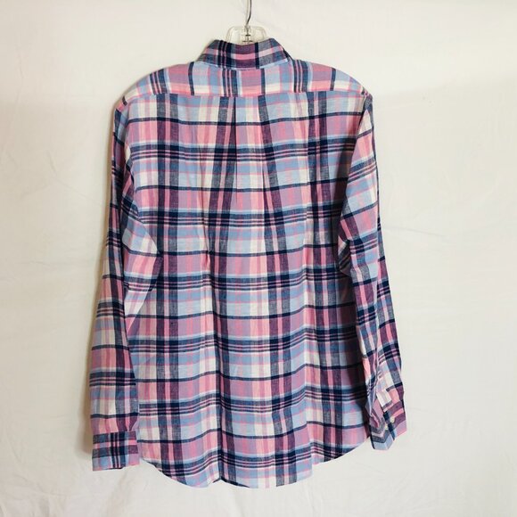 Books Brothers Baird McNutt Irish Linen Regen Mens Medium Plaid Button Up Shirt - Picture 6 of 6